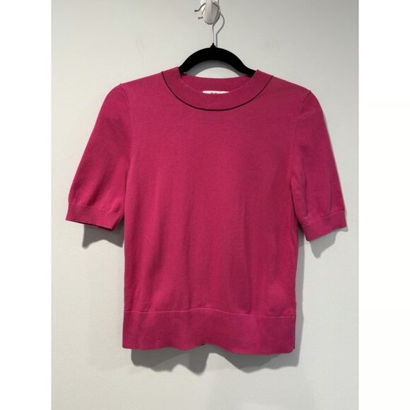 COS Tops - COS Top Womens XS Pink Knit 100% Cotton Short Sleeve Stretch Crew Neck
